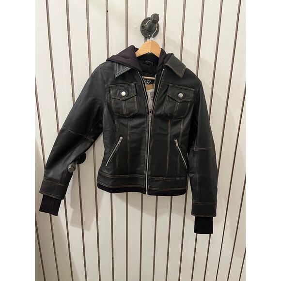 Decrum Genuine Leather Tralee Women Bomber Jacket With Removable Hood - S - Picture 2 of 6